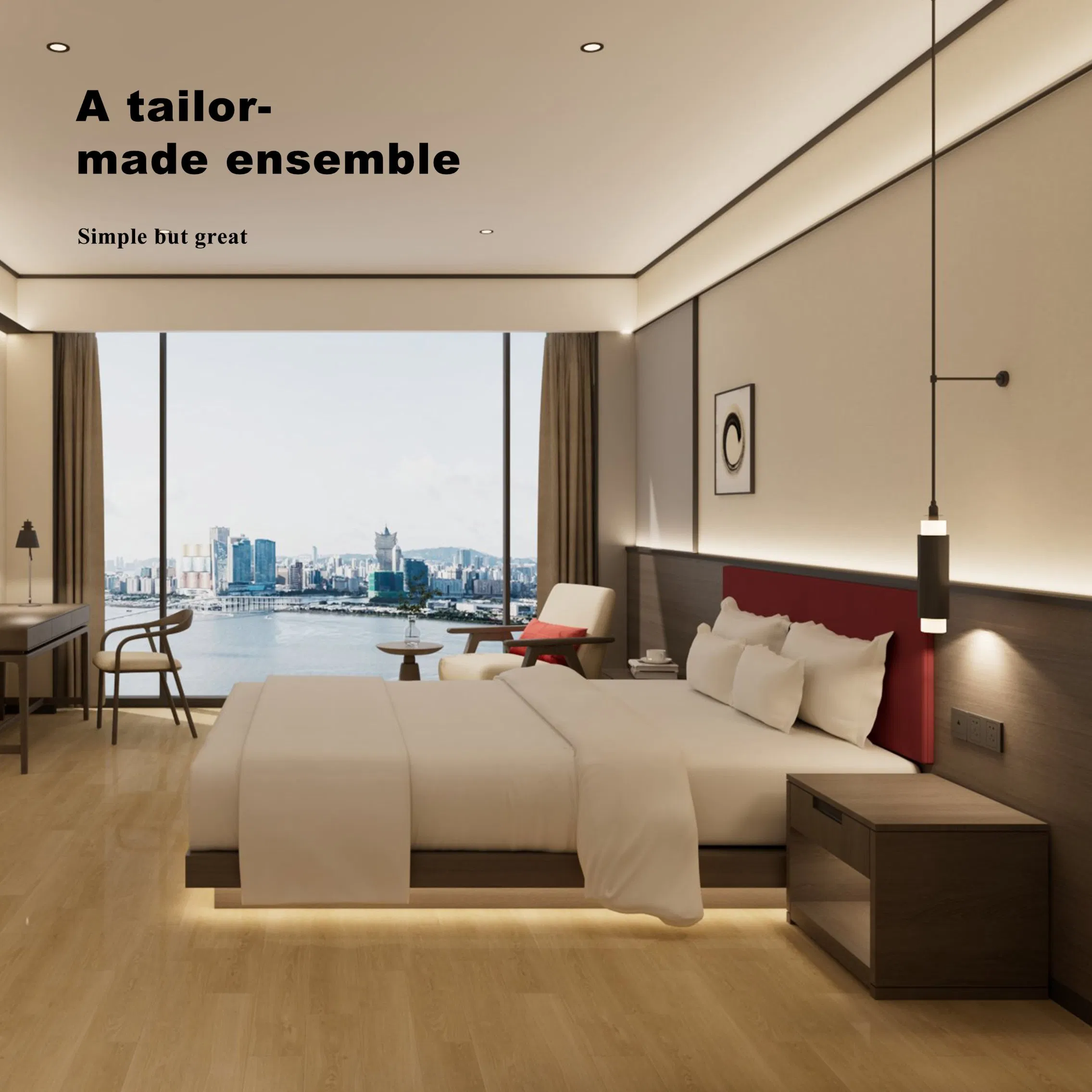 High Quality Modern Bedroom Furniture Sets 4 Star Durable MDF Hotels Apartments Furntiure