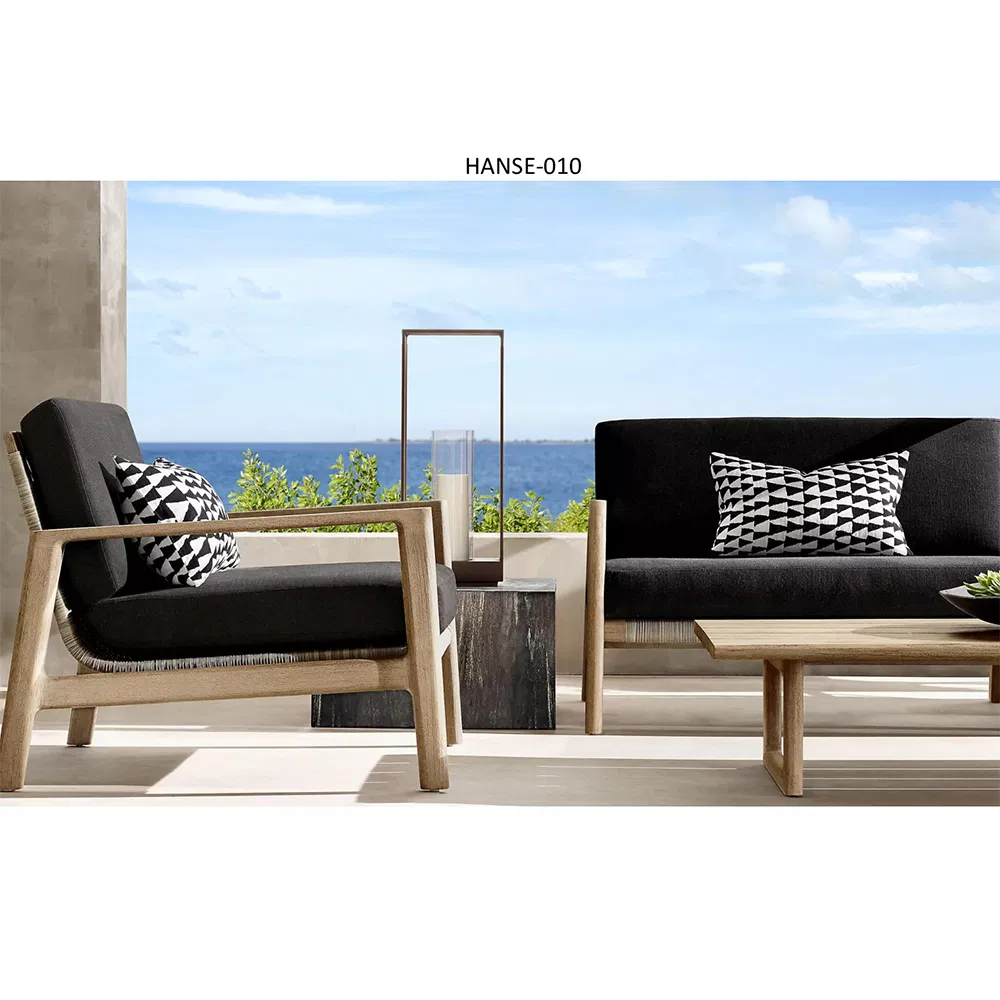 Comfortable Wicker Rattan Outdoor Garden Sofas Patio Wood Garden Sofa Set Furniture Outdoor