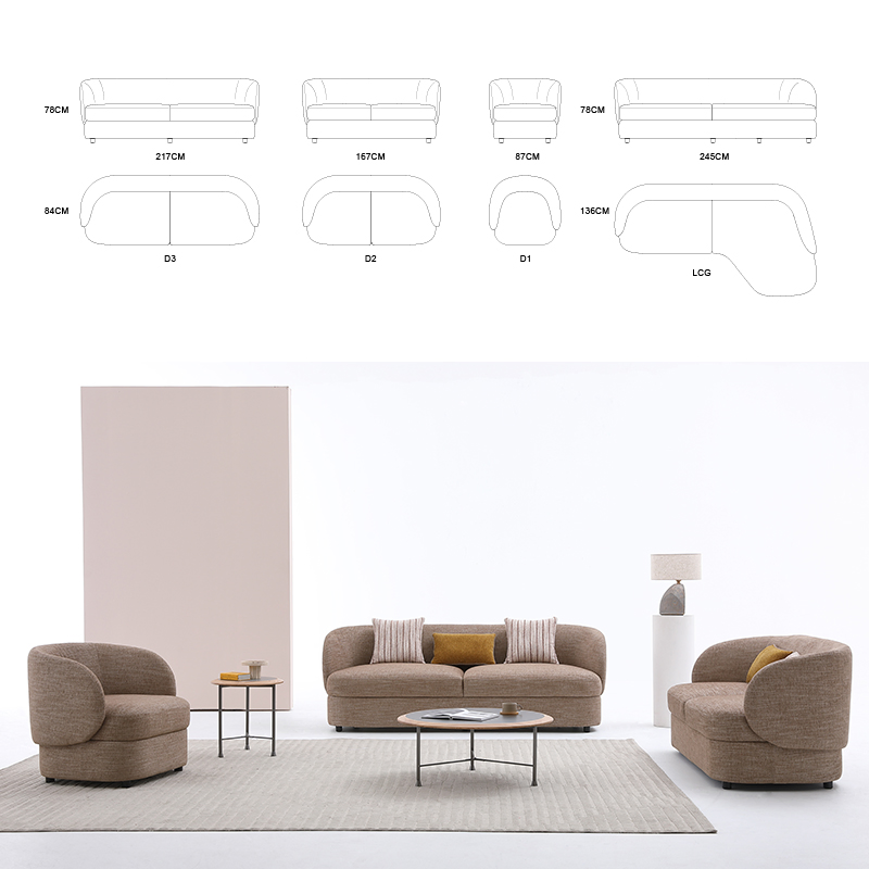 Modern Home Living Room Furniture Sectional Sofa Loveseat White Fabric Sofa
