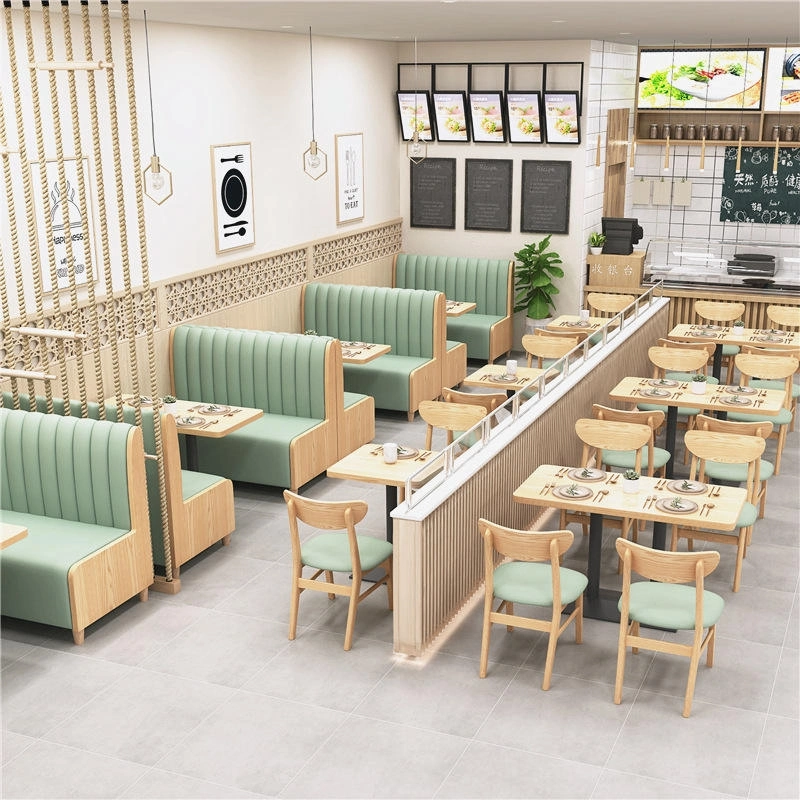 Restaurant Sofa Wooden Bar Booth Seat Dining Table Set Leather Commercial Restaurant Furniture