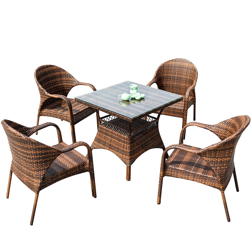 Balcony Rattan Table Set Outdoor Living Furniture Det Garden Tea Table Chair