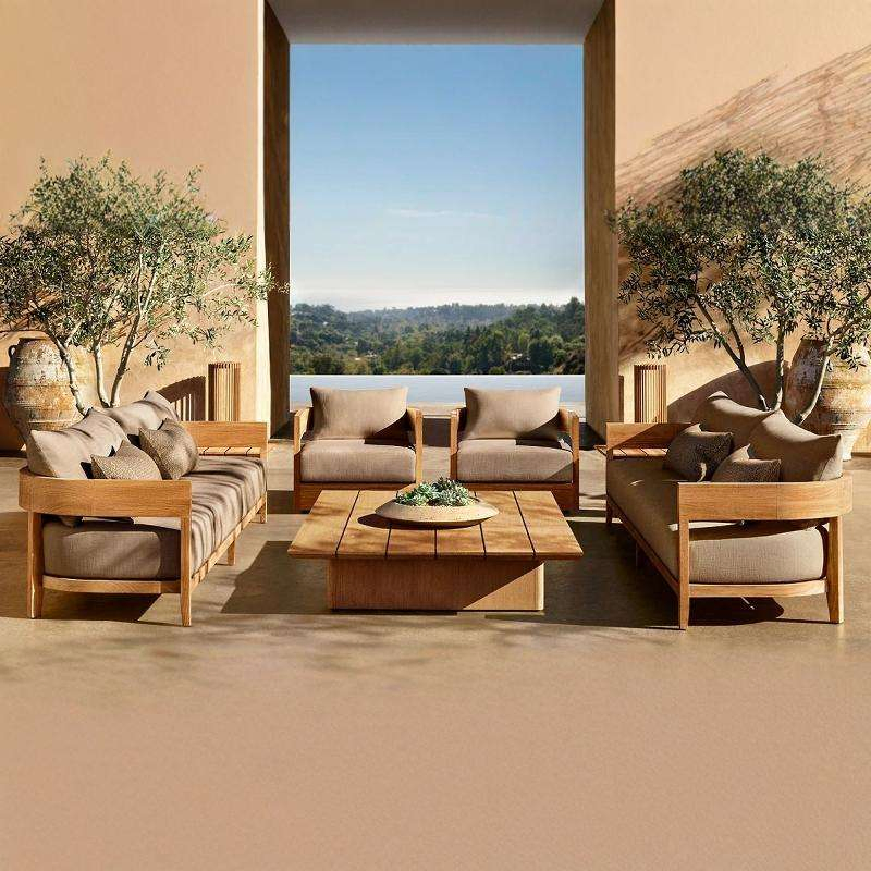 Tg Outdoor Furniture Set Luxury Teak Garden Sofa Villa Furniture Set Modern Resort Luxury Couche Hotel Patio Outdoor Sofa Set