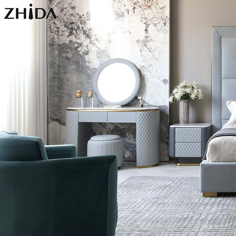 Luxury Design Bedroom Furniture Velvet King Size Bed Set