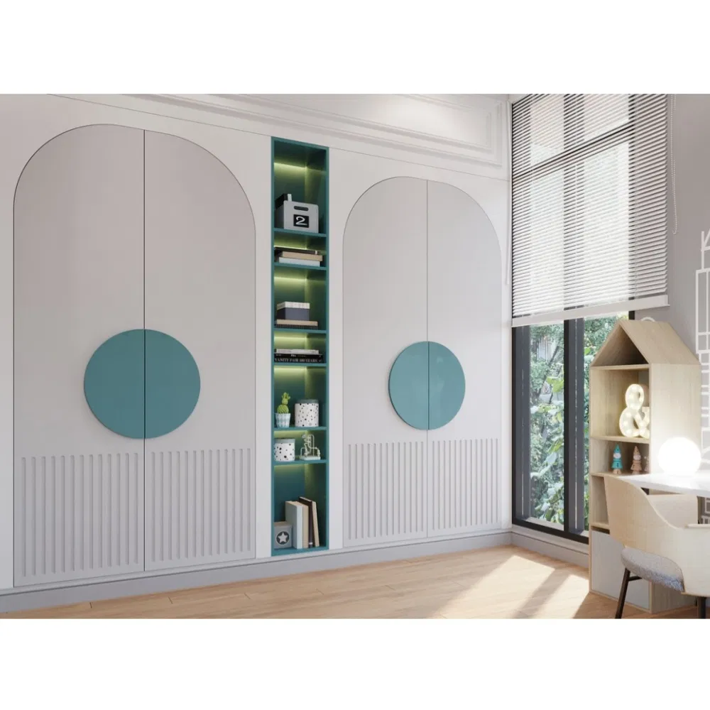 Modern Bedroom Furniture Kids Room Hinged Door Wardrobes WIC with LED Light