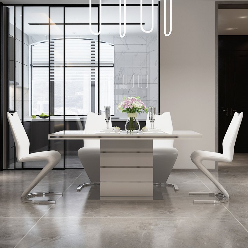 Modern Design Home Furniture Dining Table Sets Gloss Living Room Tempered Glass Dining Table Sets