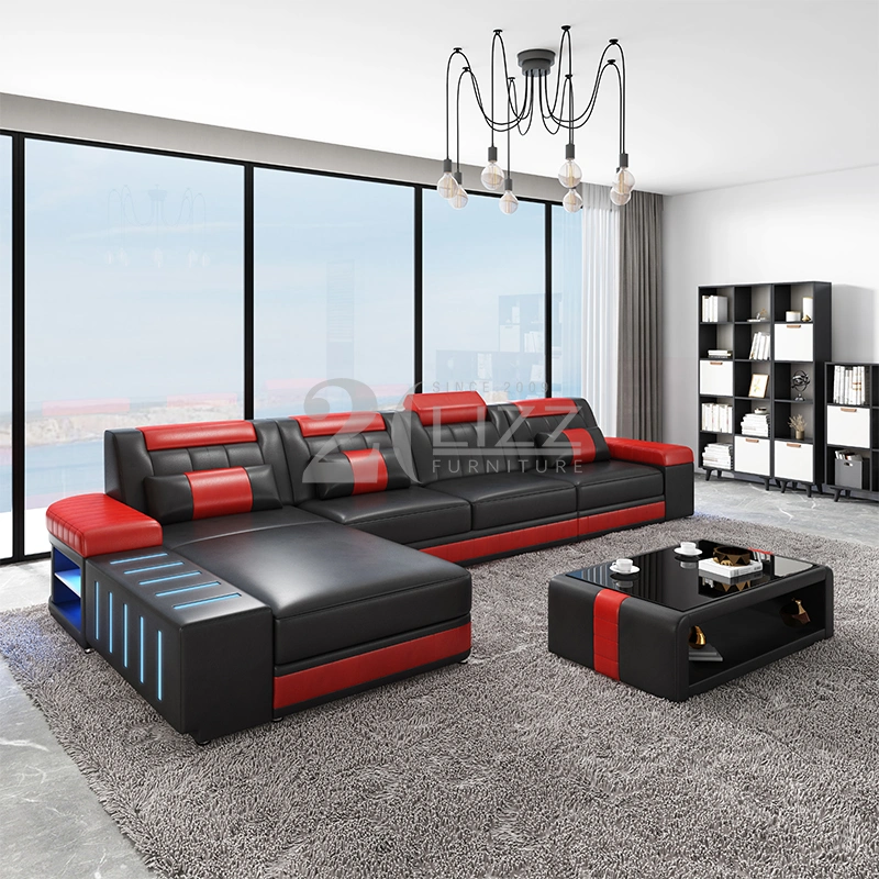 Modern Sectional Home Leisure Genuine Leather Smart Furniture Sofa Set