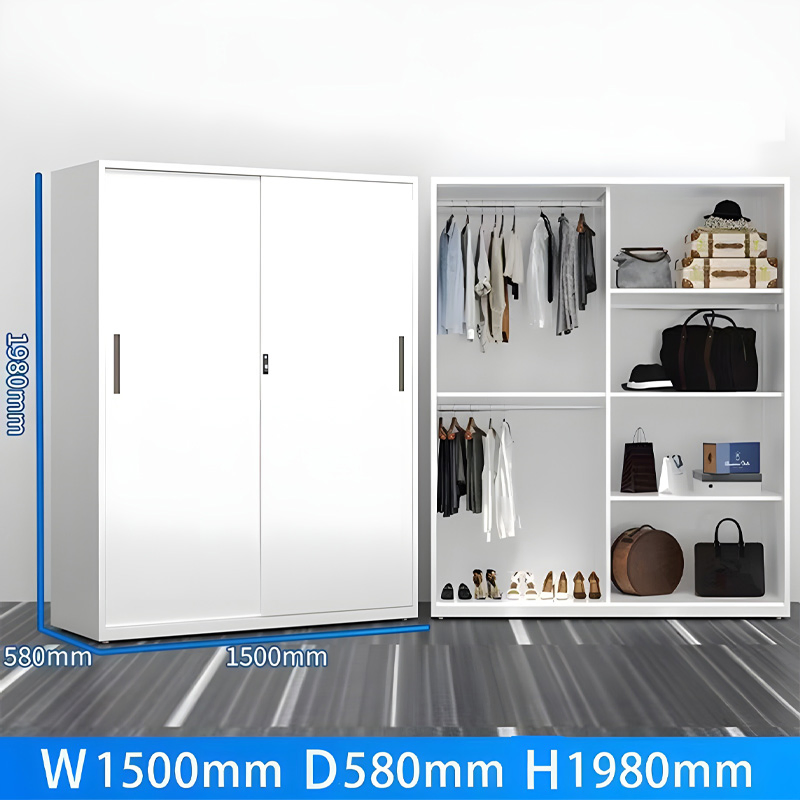 Modern Space-Optimized Wardrobe Metal Cabinet Wardrobe Bedroom Storage Furniture