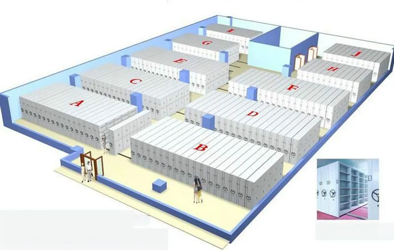 Estantería móvil de almacenamiento con compresor de archivos de empuje manual