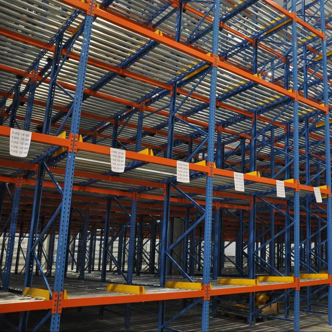 Estante de acero inoxidable para palets, flujo de cartones de acero, estante multi almacenamiento para almacén frío