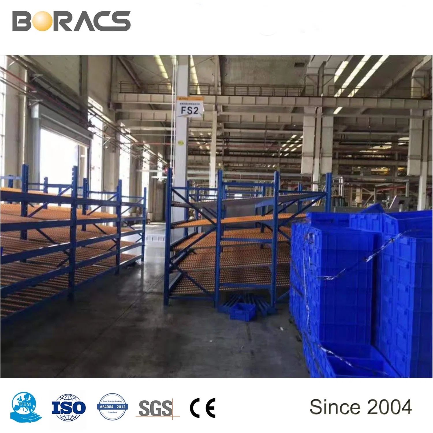 Estante de flujo de palets de acero pesado para almacenamiento en almacén industrial con 75mm inclinación ajustable