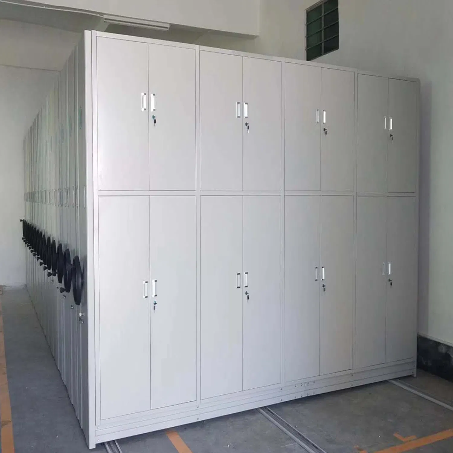 Estantería móvil de almacenamiento con compresor de archivos de empuje manual