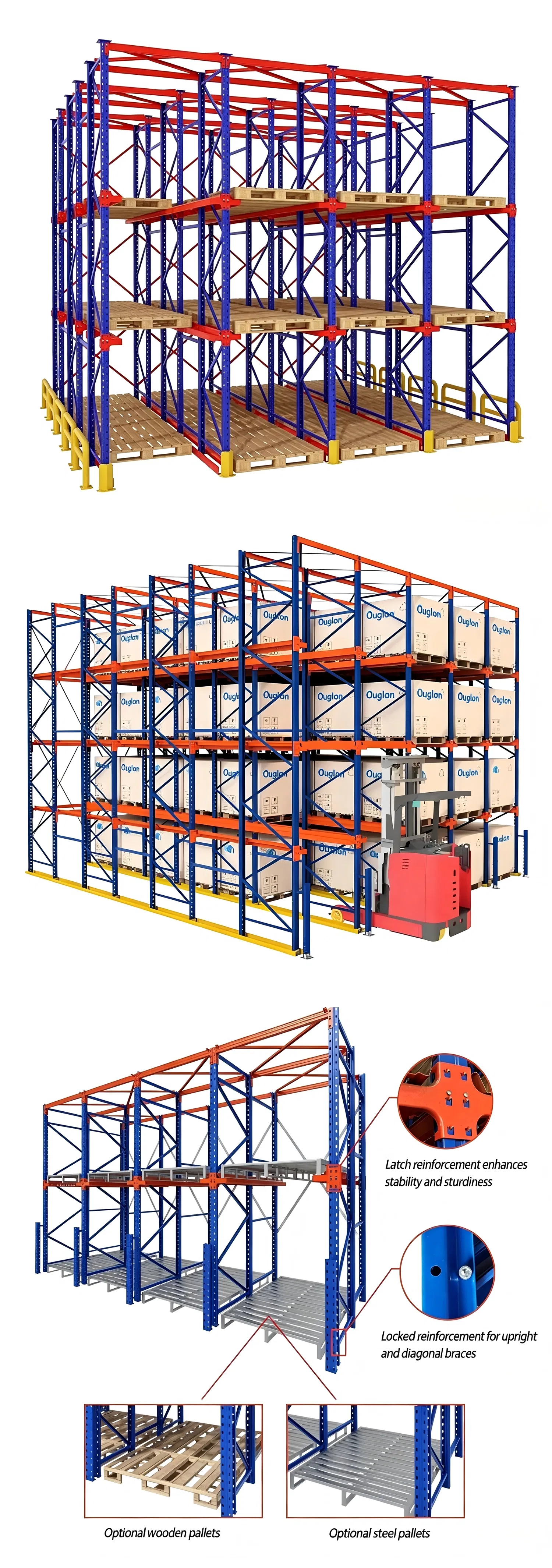 Estantería de palets ajustable de múltiples capas para almacén de almacenamiento en frío