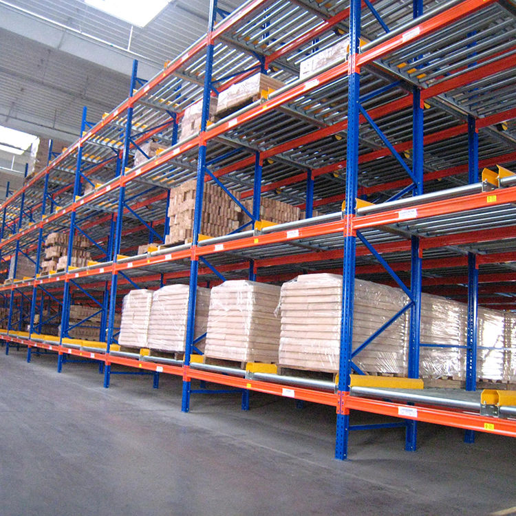 Estanterías de fábrica sistema FIFO estante de acero de alta resistencia estantería industrial almacenamiento flujo de palets con rodillo