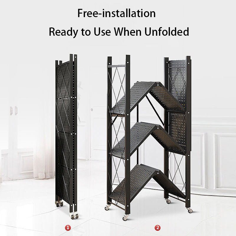 OEM 3, 4, 5 Niveles Estante de Almacenamiento de Acero Plegable para Cocina Carro de Almacenamiento Plegable Estantería con Ruedas