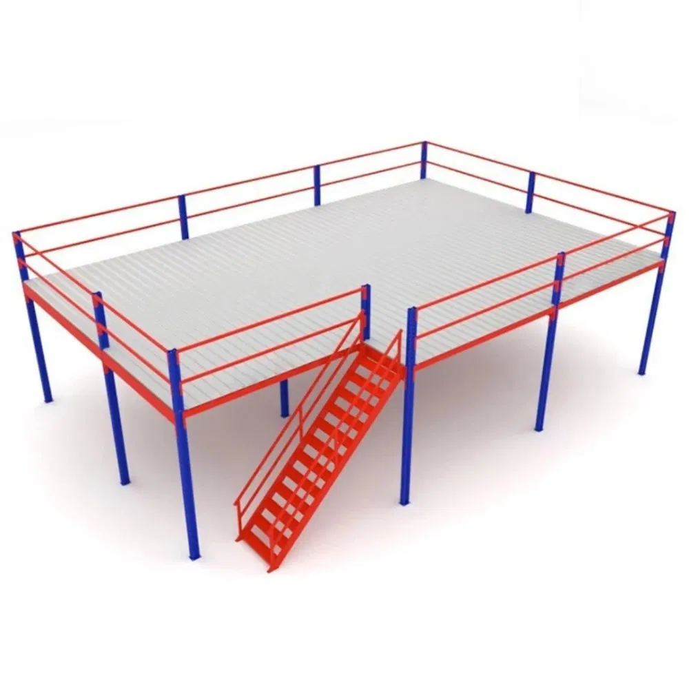 Estante industrial de mezzanine personalizable, resistente y duradero, recubierto de polvo para uso de almacenamiento versátil