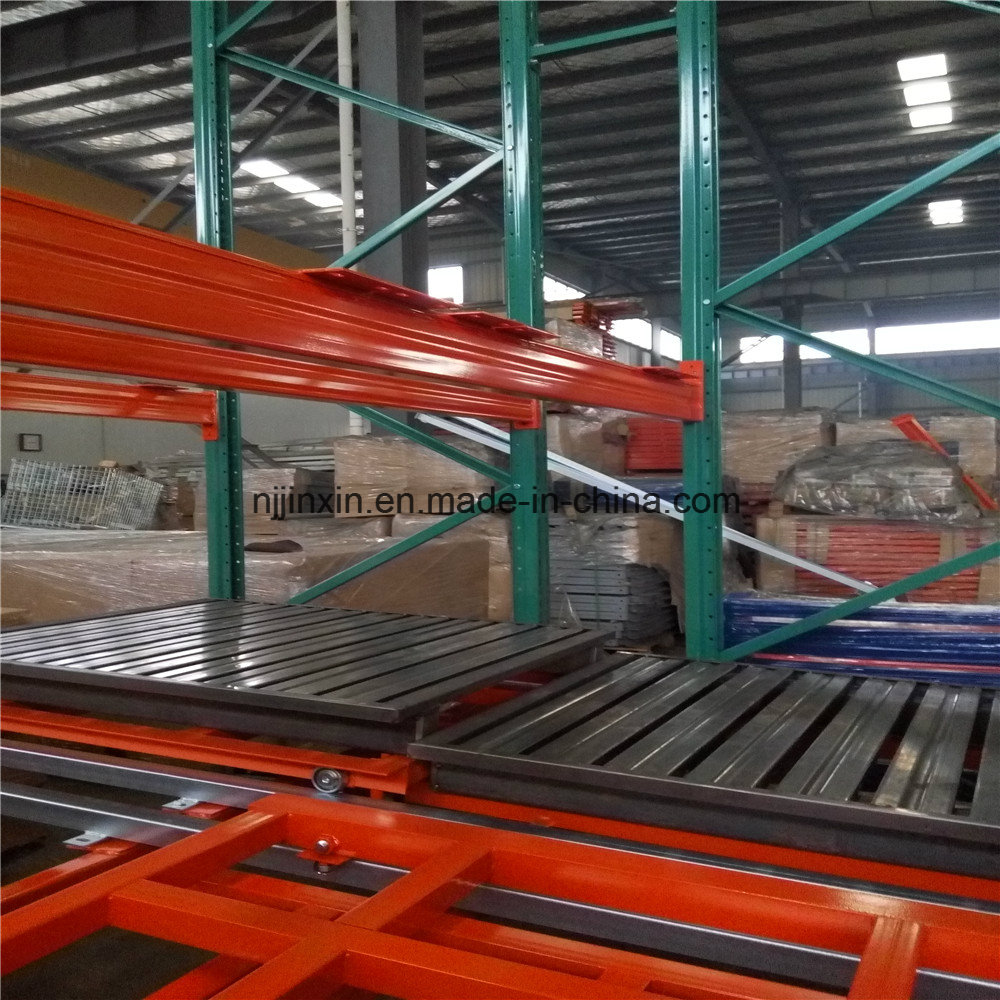 Estantería de metal para almacenamiento en almacén de acero con empuje doble y túnel