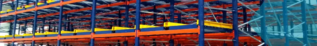 Estante de flujo de palets de cartón aprobado por CE, estante de acero de flujo en vivo, sistema de transporte por rodillos, estante de almacenamiento, estante de metal para almacén