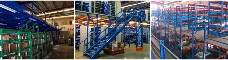 Sistema de estanterías de mezzanine para almacenamiento en almacenes