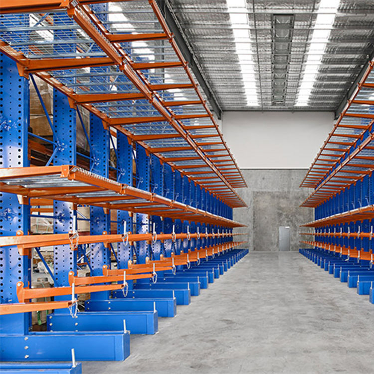 Estantes de cantilever de alta resistencia para mayoristas, estantes ajustables para almacenes, sistema de estanterías de estructura de acero con estantes de alambre de acero inoxidable