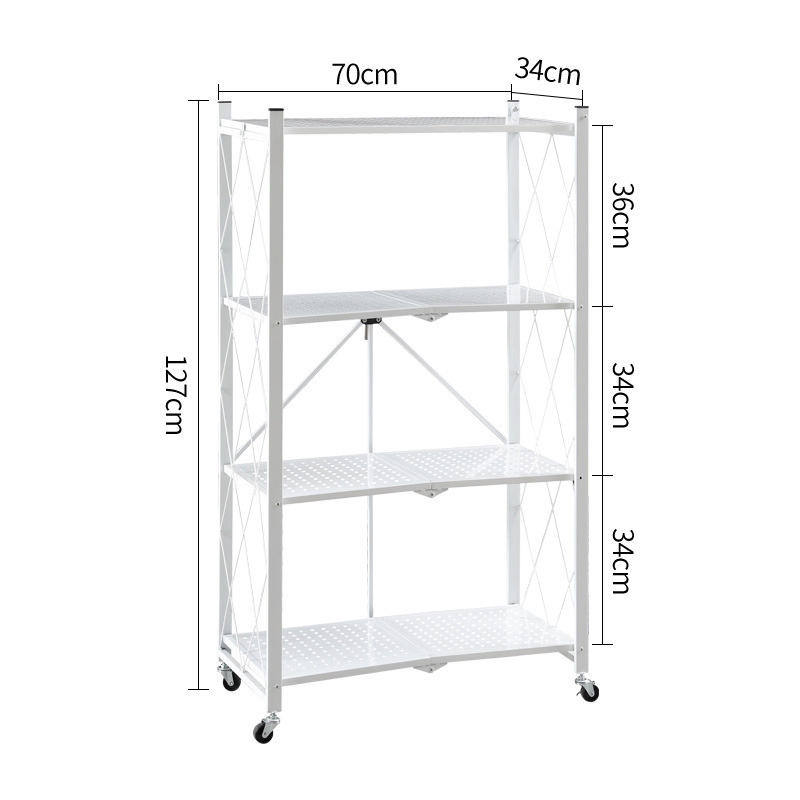 OEM 3, 4, 5 Niveles Estante de Almacenamiento de Acero Plegable para Cocina Carro de Almacenamiento Plegable Estantería con Ruedas