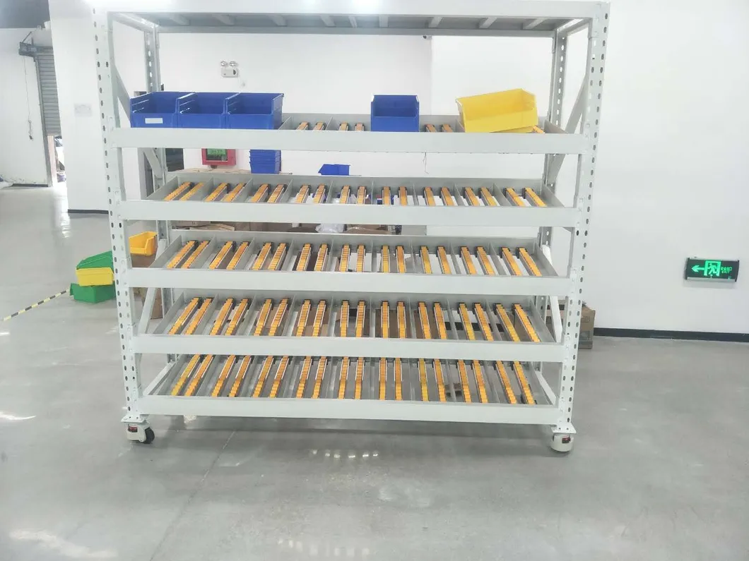 Estante de rodillos de gravedad para cajas de almacenamiento en almacén de mediana resistencia