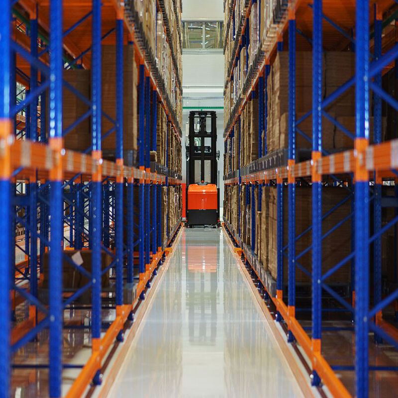 Sistema de estanterías de acero para almacenamiento en almacén, sistema de estanterías VNA, estanterías de pasillo estrecho con sistema de palets