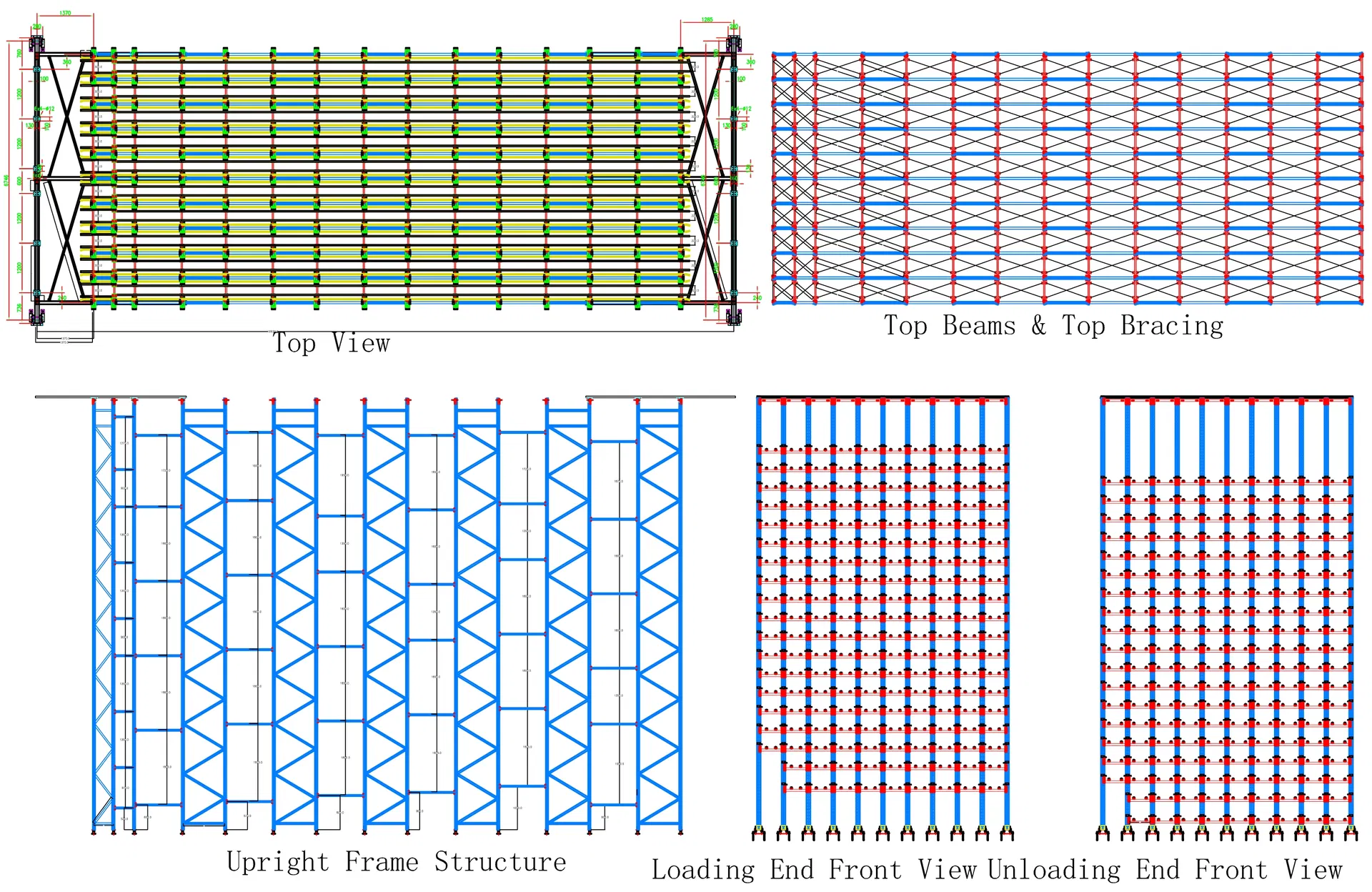 Plano técnico CAD de estantería de flujo 2