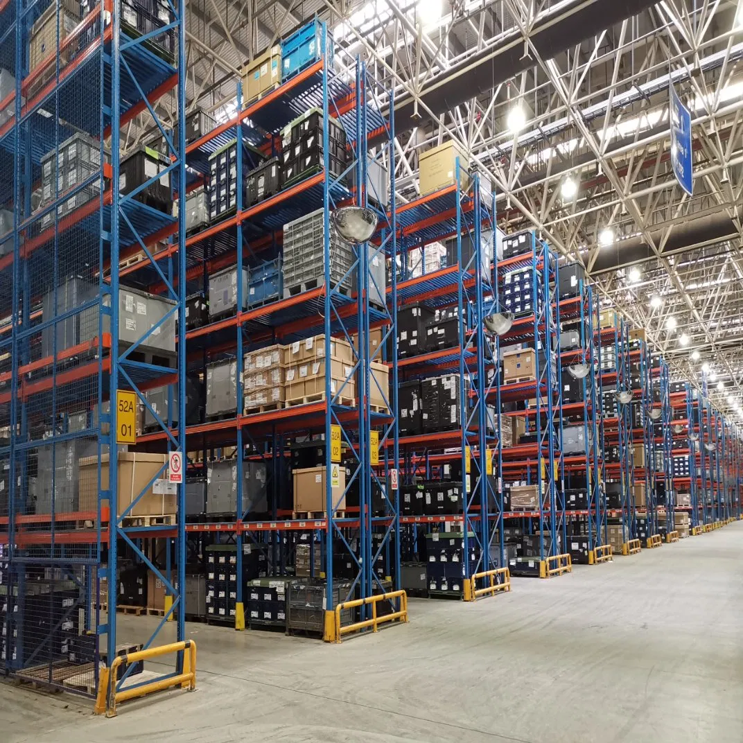 Estante de palets de almacén personalizado, estantes de acero de alta resistencia, estante de almacenamiento ajustable de múltiples capas, sistema de estanterías de vigas de metal industrial