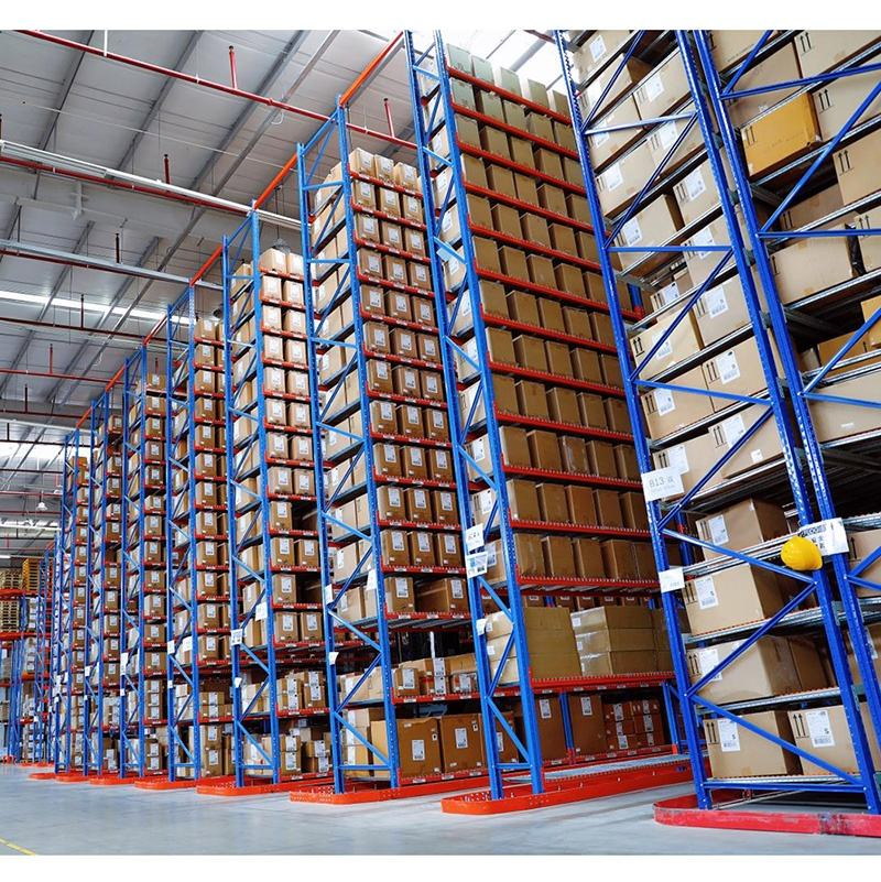 Sistema de estanterías de acero para almacenamiento en almacén, sistema de estanterías VNA, estanterías de pasillo estrecho con sistema de palets