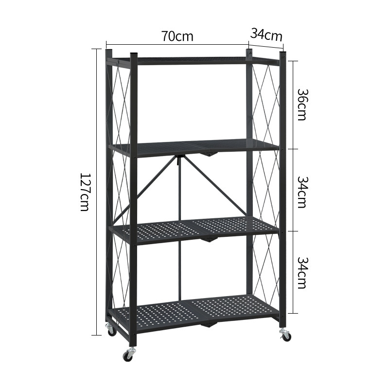 OEM 3, 4, 5 Niveles Estante de Almacenamiento de Acero Plegable para Cocina Carro de Almacenamiento Plegable Estantería con Ruedas
