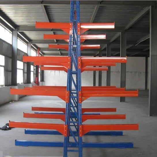 Unidad de estantería cantilever ajustable para almacenamiento industrial de tubos, caños y perfiles con acabado duradero en polvo