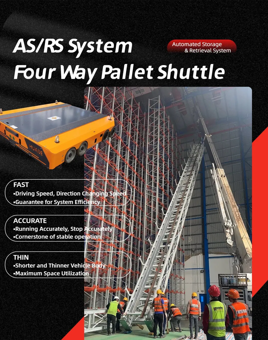 Estructura de rack con lanzadera de cuatro vías