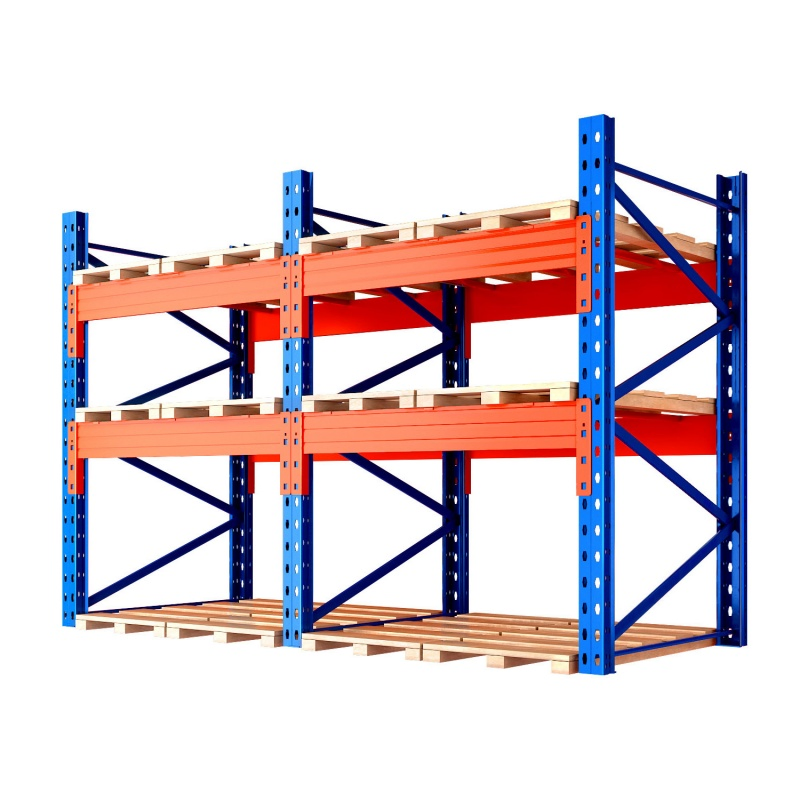 Almacenamiento de Logística personalizado almacén de servicio pesado ajustable selectivo VNA Doble Bastidor de pallet de acero azul de metal profundo