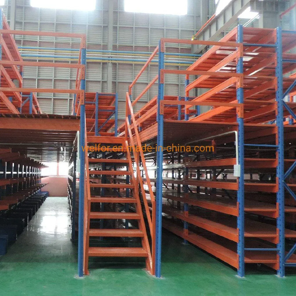Sistema de estanterías de almacenamiento en entreplanta de acero