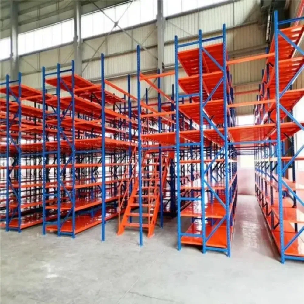 Estante industrial de mezzanine personalizable, resistente y duradero, recubierto de polvo para uso de almacenamiento versátil