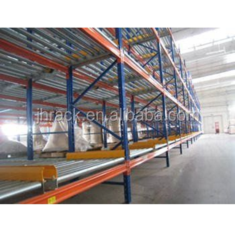 Estante de flujo de palets de acero para almacén en China, estantería de flujo en gravedad con sistema de transporte por rodillos