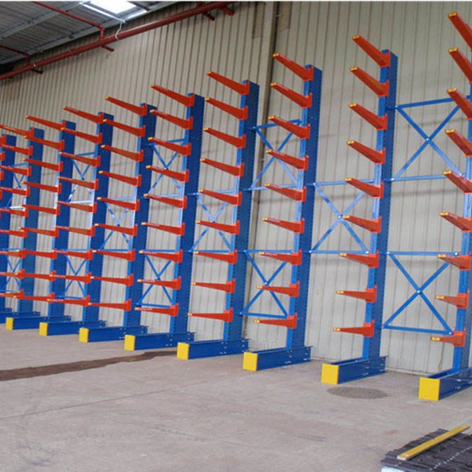 Estantería cantilever al por mayor de buena calidad, estantes apilables de doble cara, estante de acero de alta resistencia, exhibición de estantería cantilever para almacenamiento en almacén