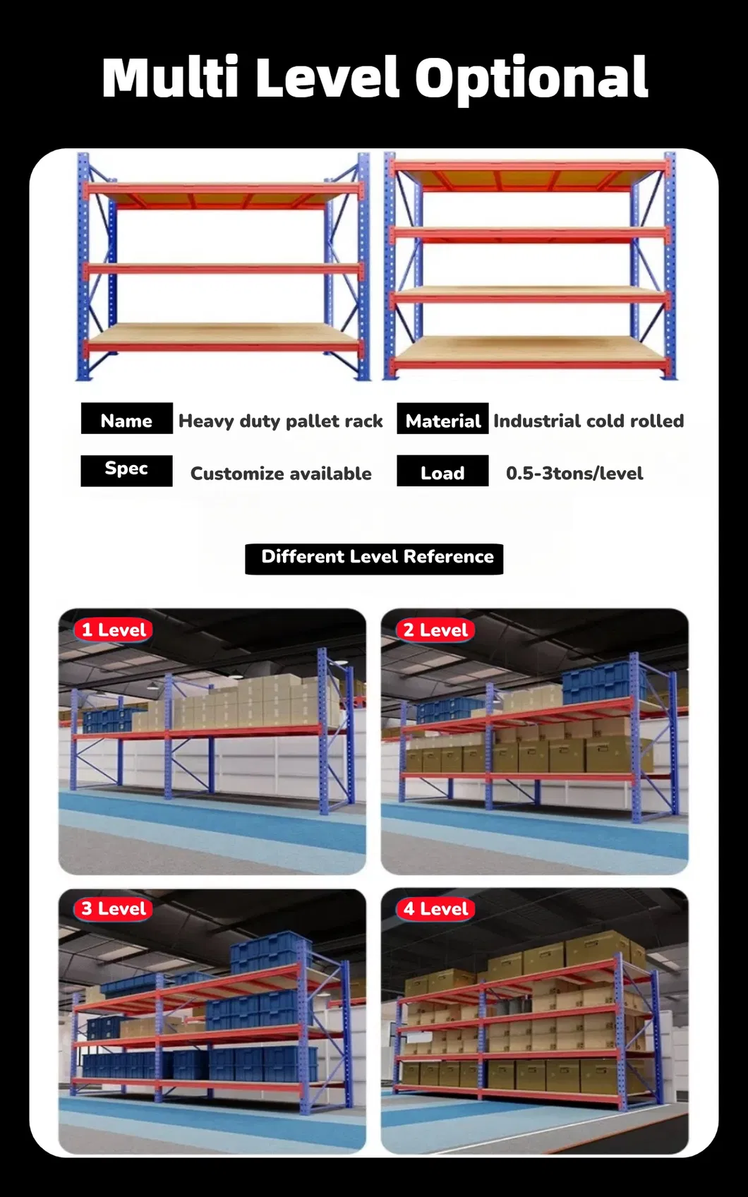 Estantería de pasillo estrecho de alta capacidad directa de fábrica para almacenamiento de almacén VNA fabricada en China