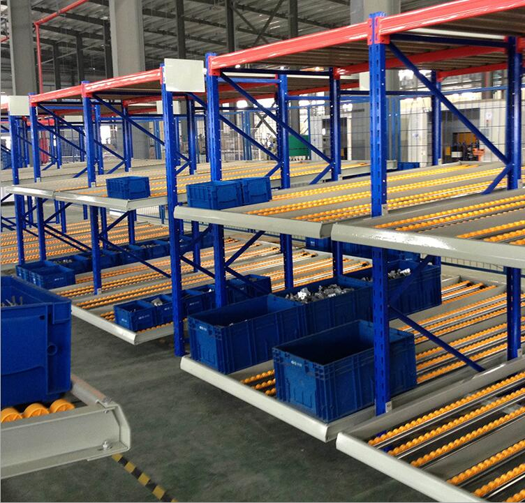 Estante de rodillos de gravedad para cajas de almacenamiento en almacén de mediana resistencia