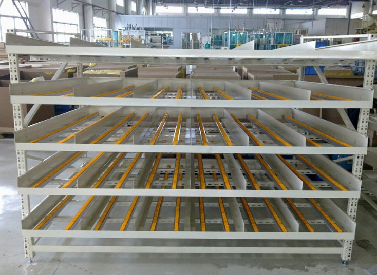 Estantería de rodillos inclinados multiángulo para la adaptación de mercancías de diferentes pesos