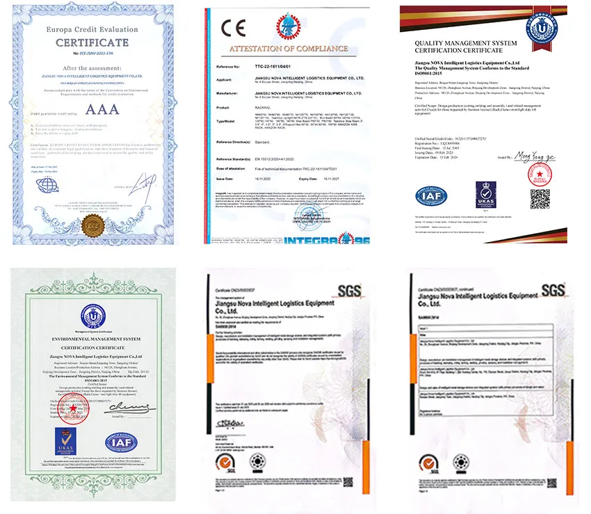 Estante de cantilever de doble y simple brazo - Certificaciones de calidad