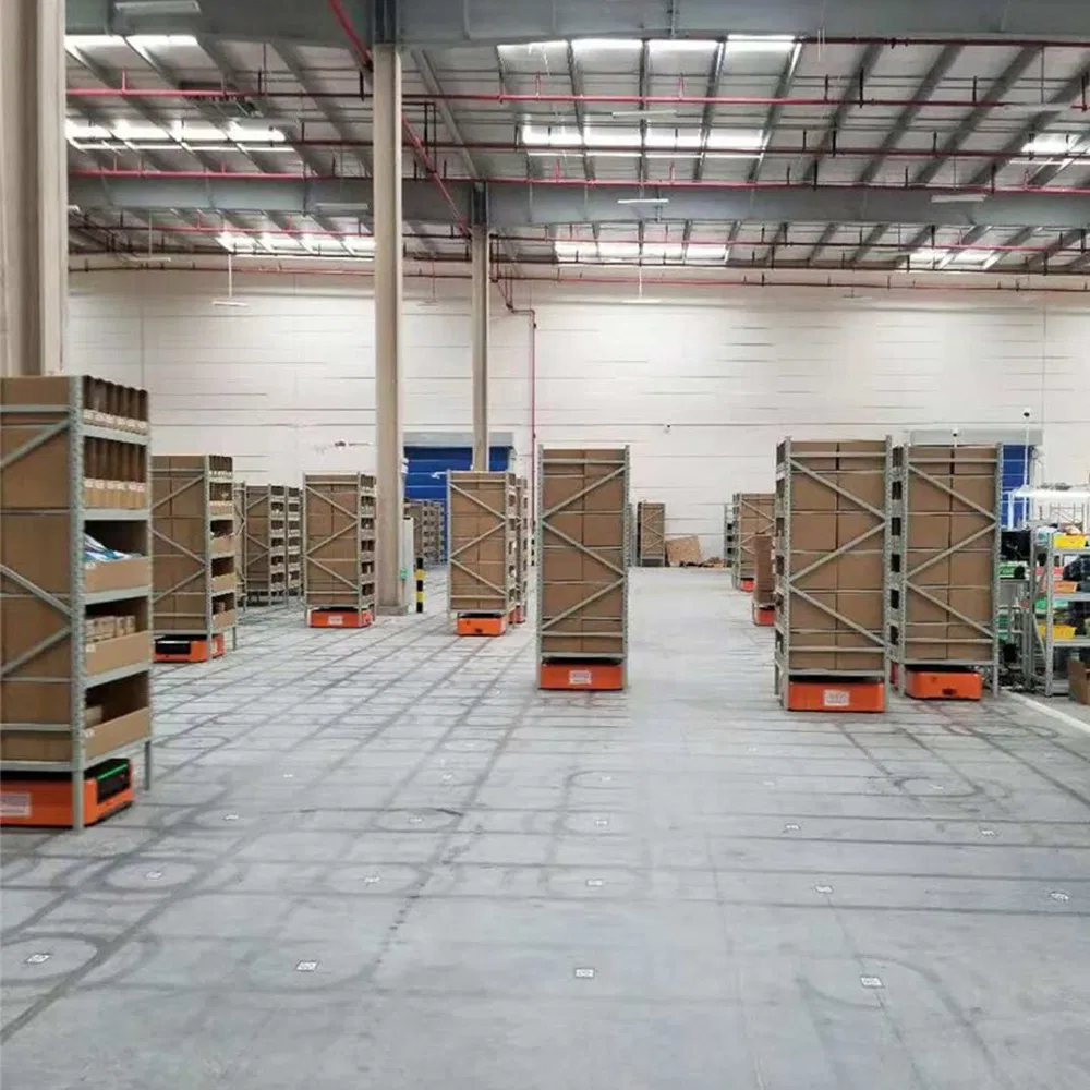 Sistemas de estanterías industriales de metal de alta resistencia, automatización de almacenes con robots inteligentes, soportes de almacenamiento, estantes móviles AGV