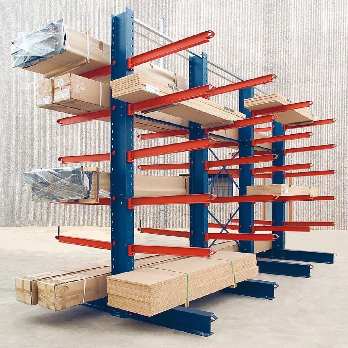 Estantería de almacén de doble cara con estante cantilever