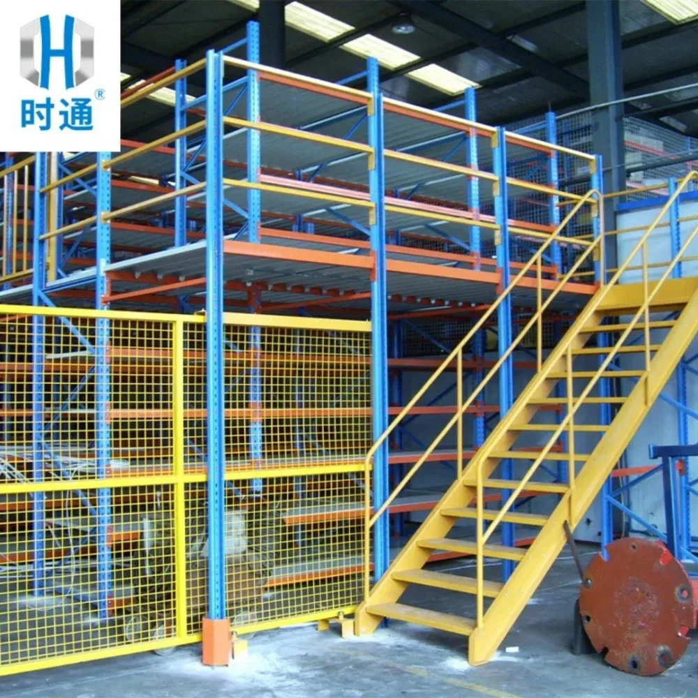 Estante industrial de mezzanine personalizable, resistente y duradero, recubierto de polvo para uso de almacenamiento versátil