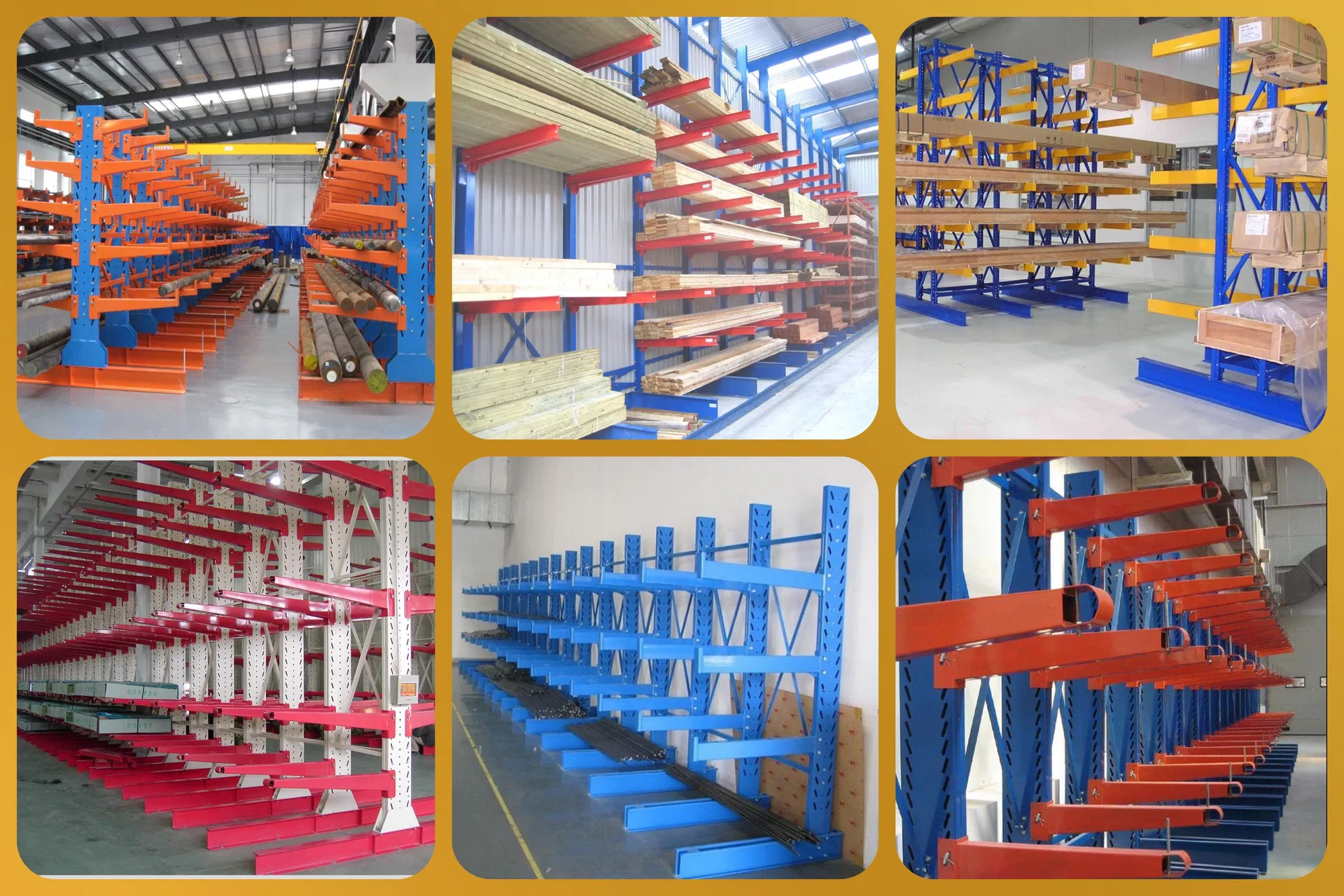 Unidad de estantería cantilever ajustable para almacenamiento industrial de tubos, caños y perfiles con acabado duradero en polvo