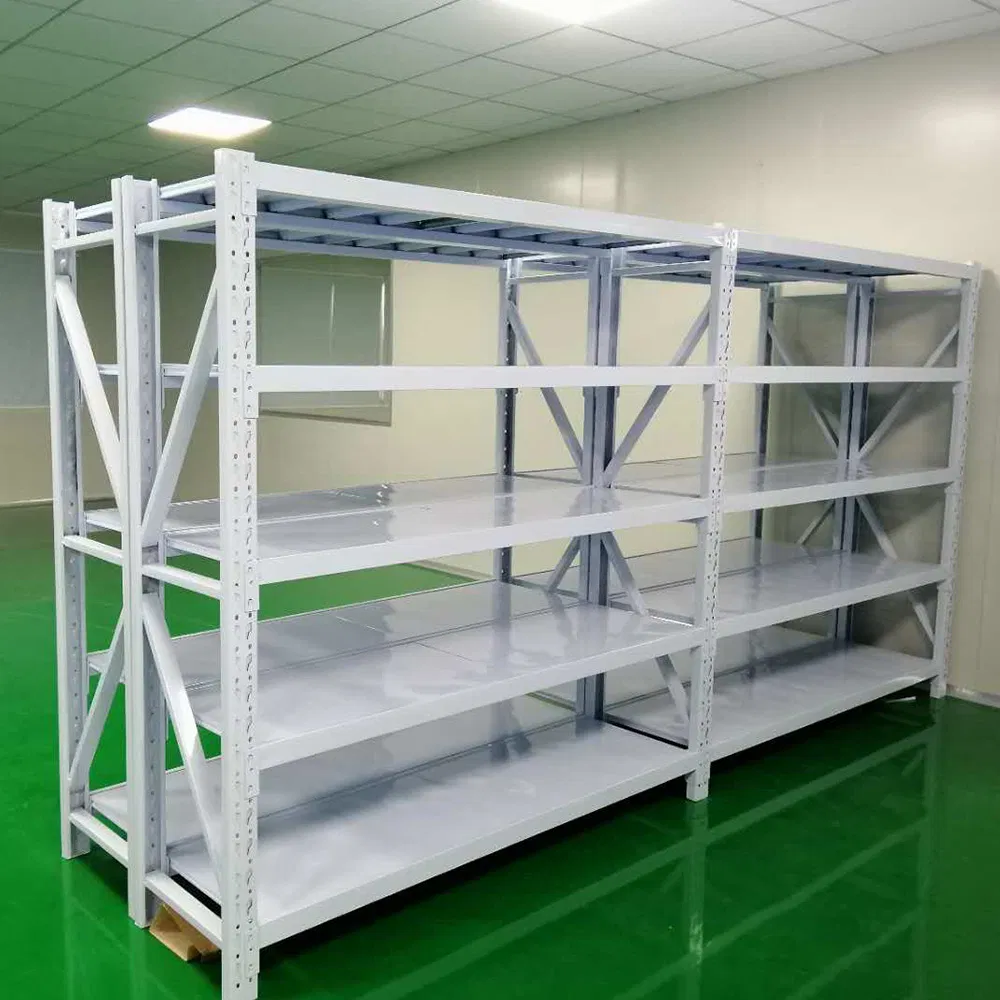Estante de almacenamiento de metal acero pesado sin tornillos para sala fría, estantería de palets de almacén industrial de uso general, con red para exhibición de libros en tienda de supermercado