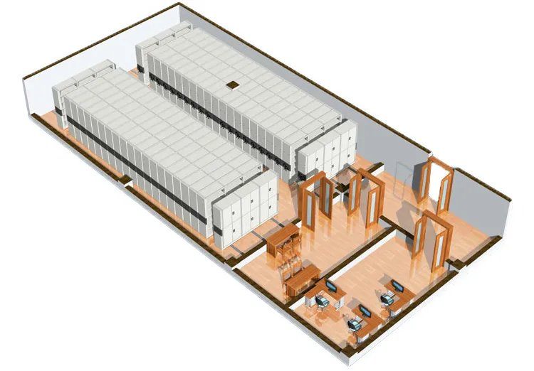 Compactor móvil de empuje manual, estantería de almacenamiento móvil, compactor de archivos / estantería de libros