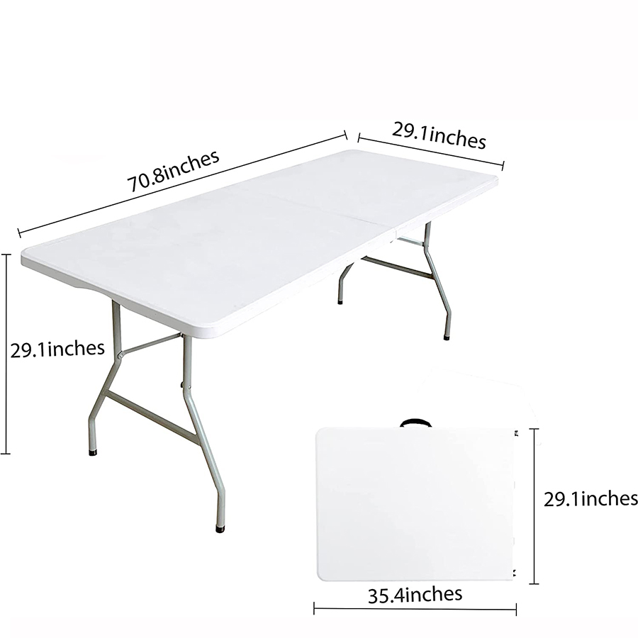 Cheap 6 FT Rectangle Foldable Outdoor White Plastic Folding Table Wholesale