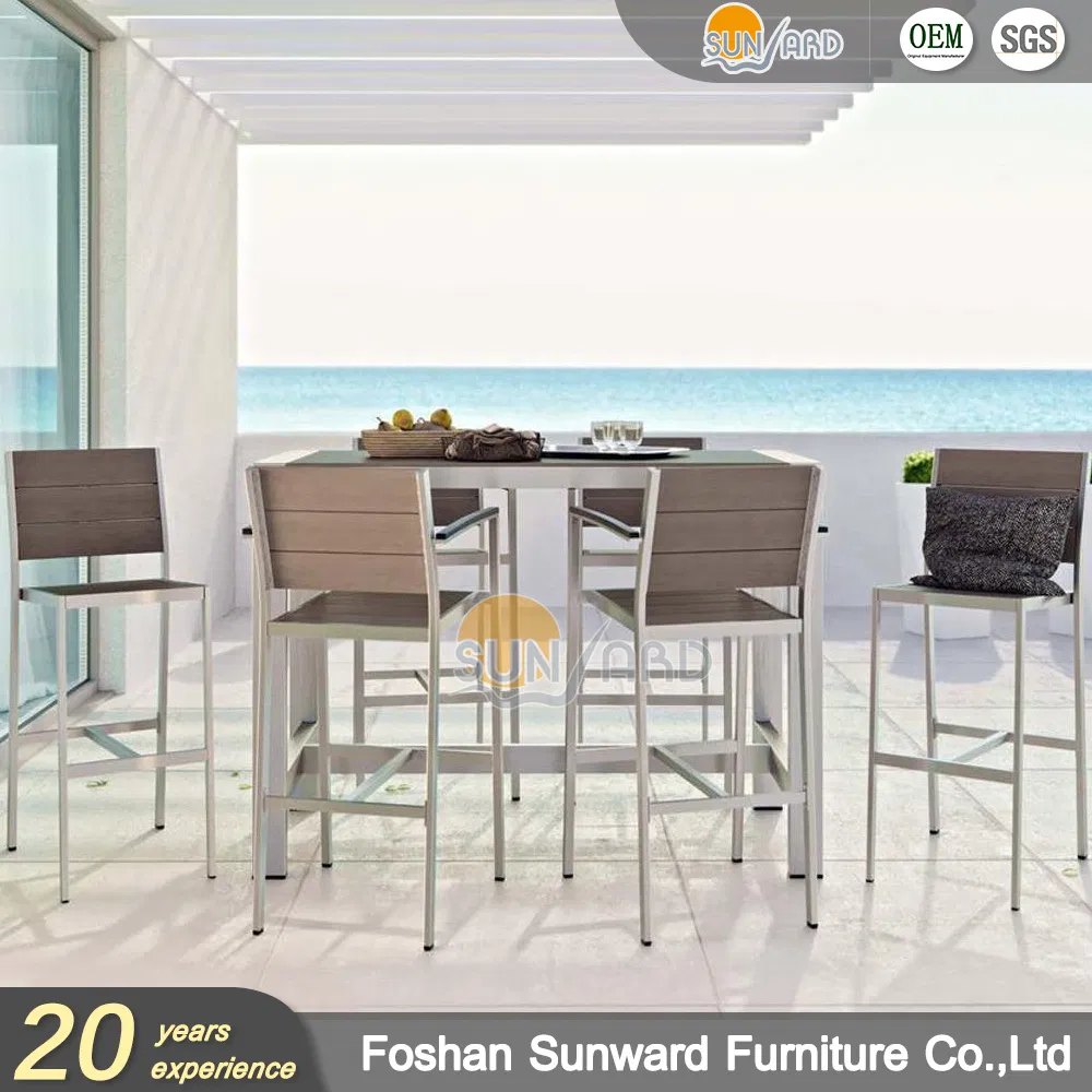 Wholesale Outdoor Garden Hotel Home Patio Modern Customized Aluminum Teak Wood Bistro Bar Set