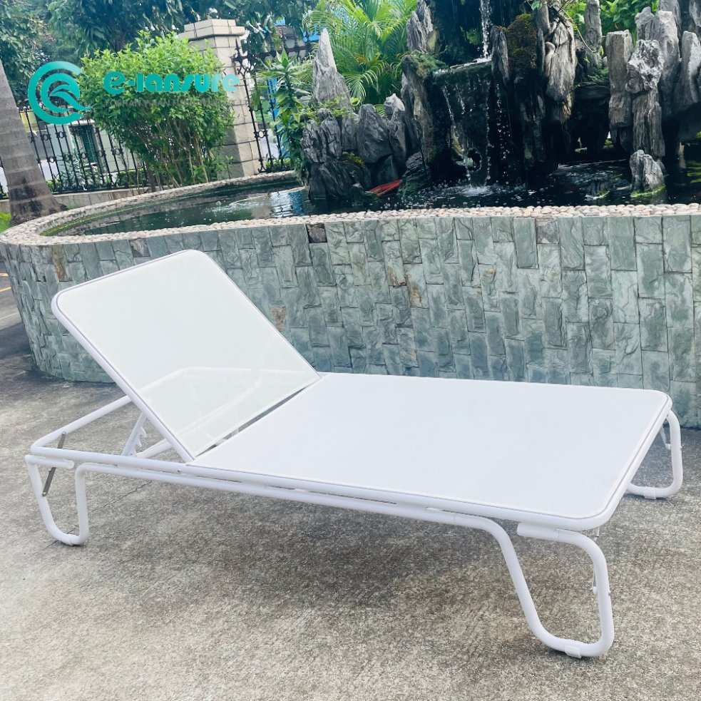 Wholesale Outdoor Furniture Aluminum Frame Sun Lounger Garden Textilene Fabric Chaise Lounge Chair Poolside Sunbed for Hotel Resort Courtyard